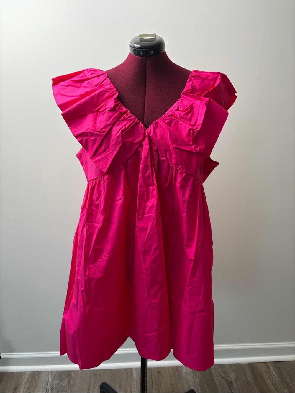 Women's Bright Fuchsia Ruffle Sleeve V-Neck Top